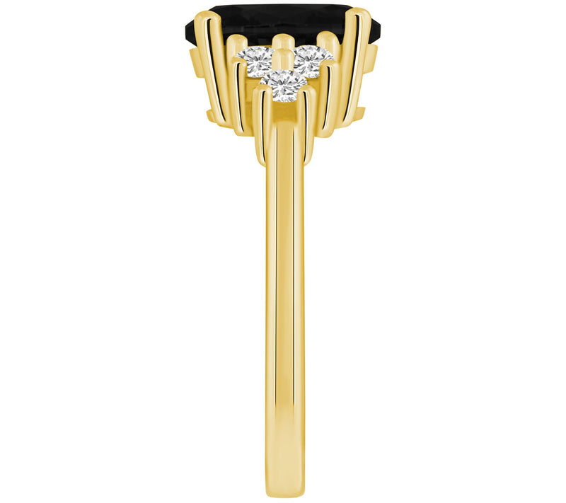 Affinity Gems Oval Black Agate& Diamond Ring, 14K Gold — View 7