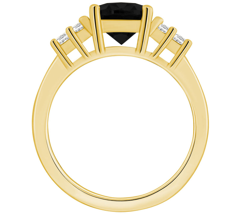 Affinity Gems Oval Black Agate& Diamond Ring, 14K Gold — View 6