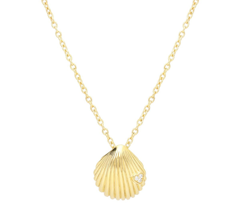 Goddaughters 14K Gold Clad White Topaz Love Shell Necklace — Main view