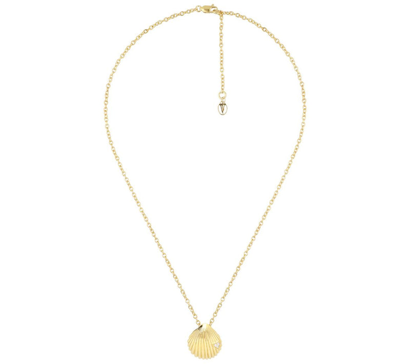 Goddaughters 14K Gold Clad White Topaz Love Shell Necklace — View 5