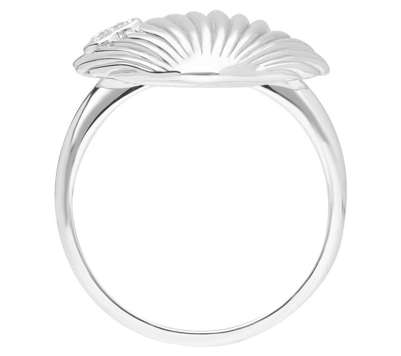 Goddaughters Sterling Silver White Topaz Love S hell Ring — View 2