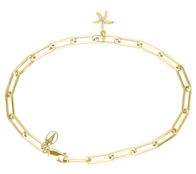 Goddaughters 14K Clad White Sapphire Starfish Ankle Bracelet — View 2