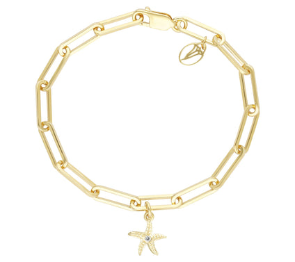 Goddaughters 14K Gold Clad White Sapphire Starfish Bracelet