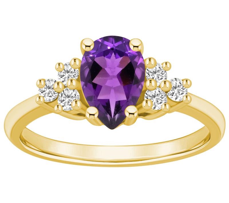 Affinity Gems Pear Cut Gemstone & Diamond Ring,14K Gold — View 11