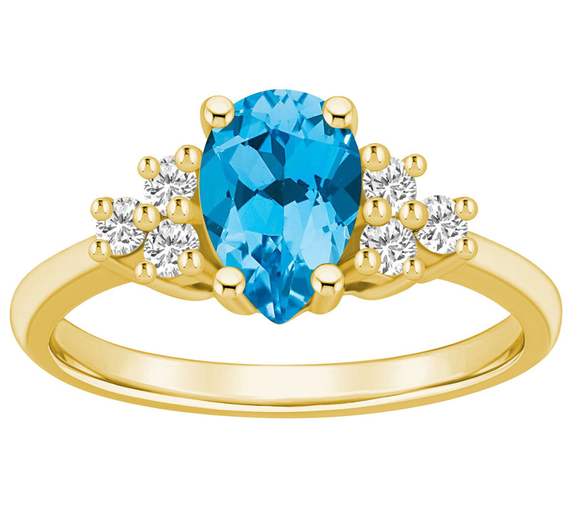 Affinity Gems Pear Cut Gemstone & Diamond Ring,14K Gold — View 7