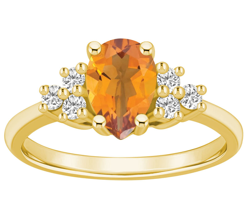 Affinity Gems Pear Cut Gemstone & Diamond Ring,14K Gold — View 9