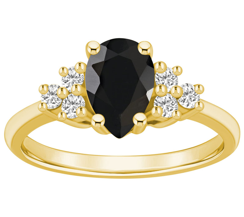 Affinity Gems Pear Cut Gemstone & Diamond Ring,14K Gold — View 5
