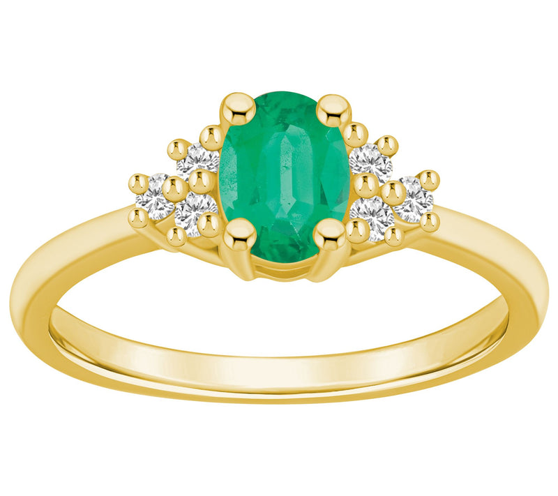 Affinity Gems Oval-Cut Gemstone & Diamond Ring, 14K Gold — Main view