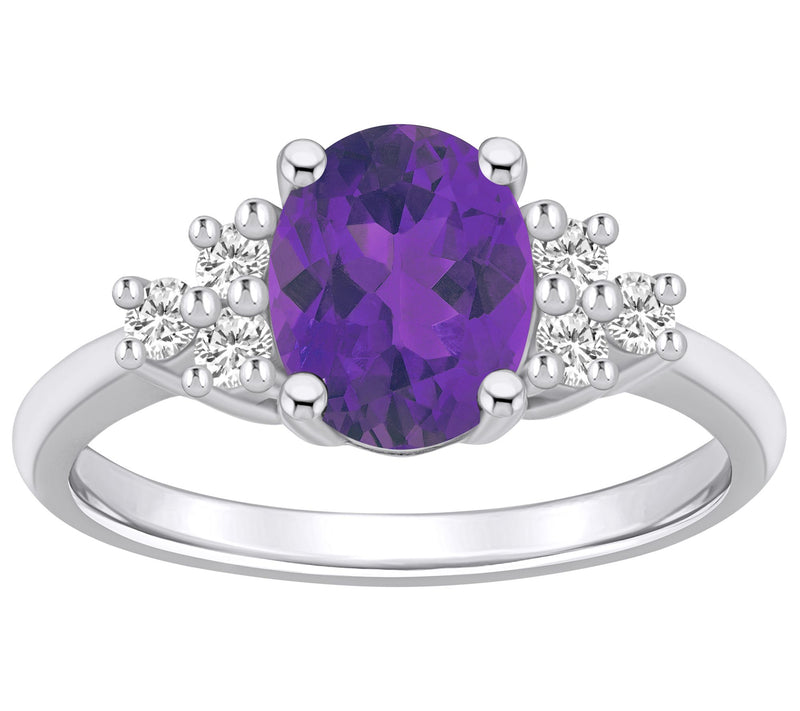 Affinity Gems Oval Gemstone & Diamond Ring, 14K White Gold — Main view