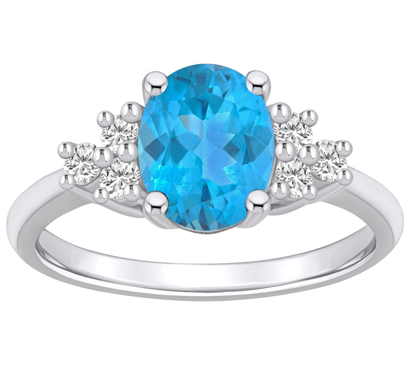 Affinity Gems Oval Gemstone & Diamond Ring, 14K White Gold — View 5