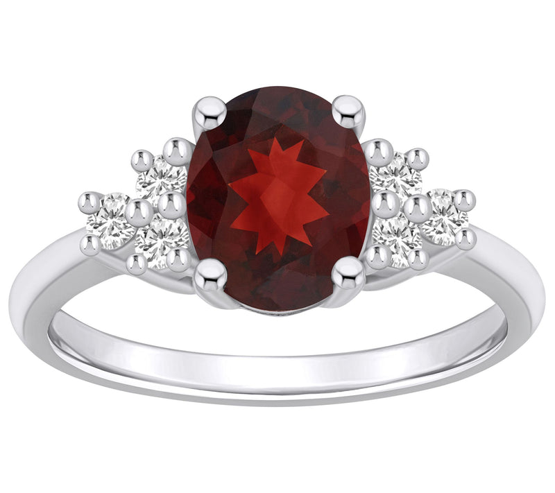 Affinity Gems Oval Gemstone & Diamond Ring, 14K White Gold — View 9