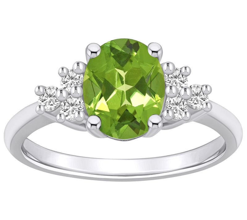 Affinity Gems Oval Gemstone & Diamond Ring, 14K White Gold — View 11