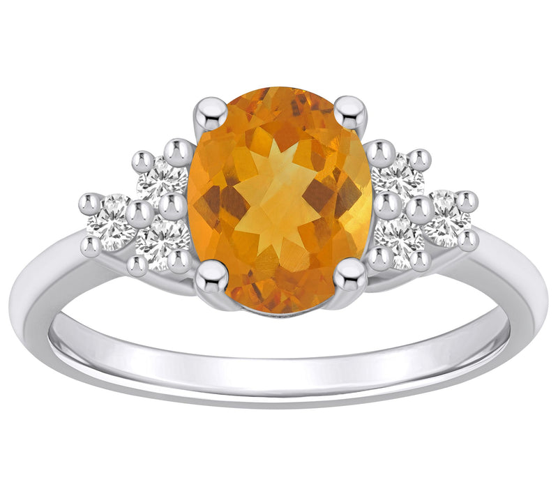 Affinity Gems Oval Gemstone & Diamond Ring, 14K White Gold — View 7