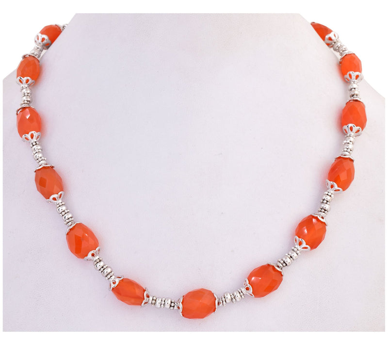 Affinity Gems Carnelian Faceted Bead Necklace, Sterling Silver — View 3