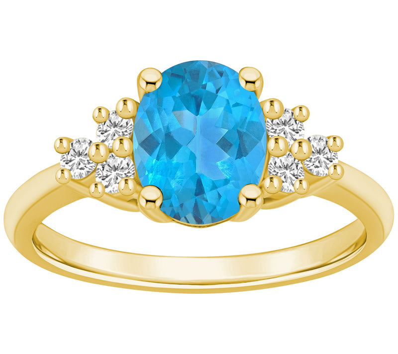 Affinity Gems Oval Gemstone & Diamond Ring, 14K Gold — View 5