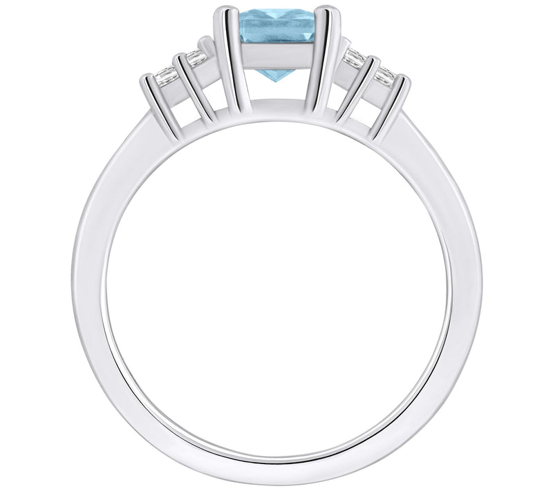 Affinity Gems Emerald-Cut Aquamarine & Diamond Ring, 14K Gold — View 7