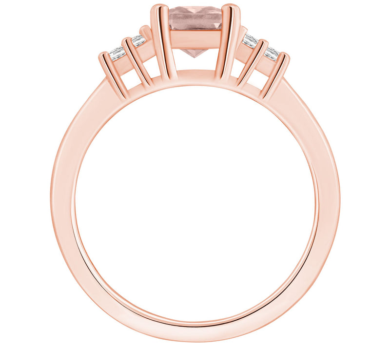 Affinity Gems Emerald Cut Morganite & Diamond Ring, 14K Gold — View 8