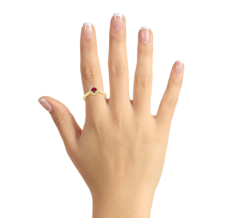 Affinity Gems Round Gemstone & Diamond Ring, 14K Gold — View 12
