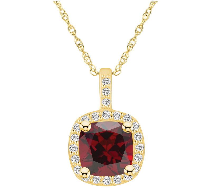 Affinity Gems Cushion Gemstone & Diamond Pendant w/ Chain, 14K — View 9