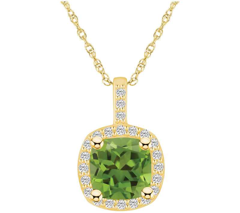 Affinity Gems Cushion Gemstone & Diamond Pendant w/ Chain, 14K — View 11