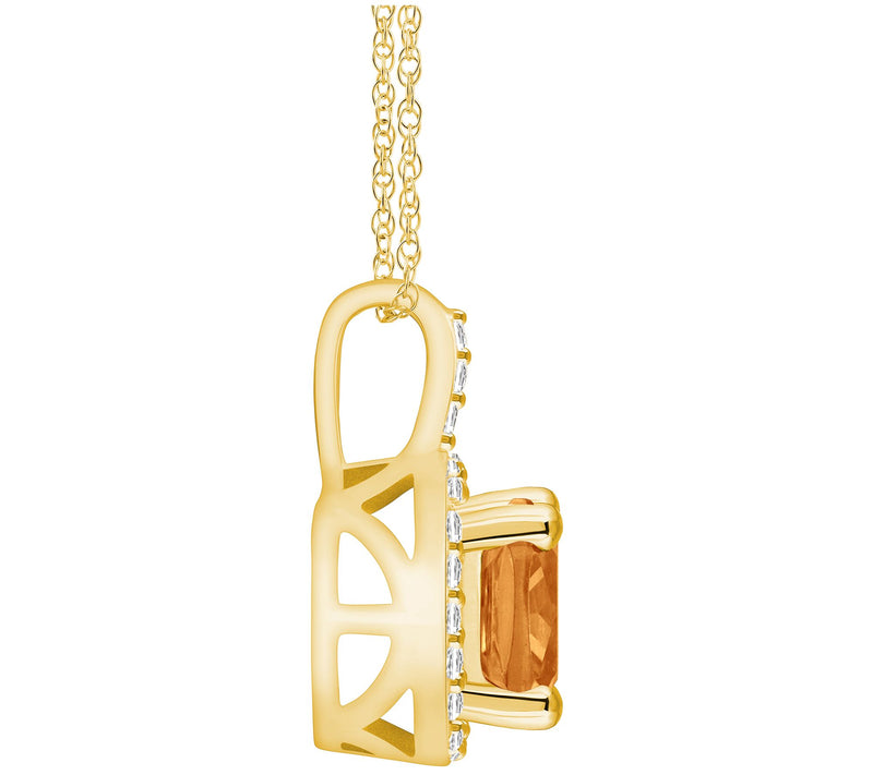 Affinity Gems Cushion Gemstone & Diamond Pendant w/ Chain, 14K — View 12
