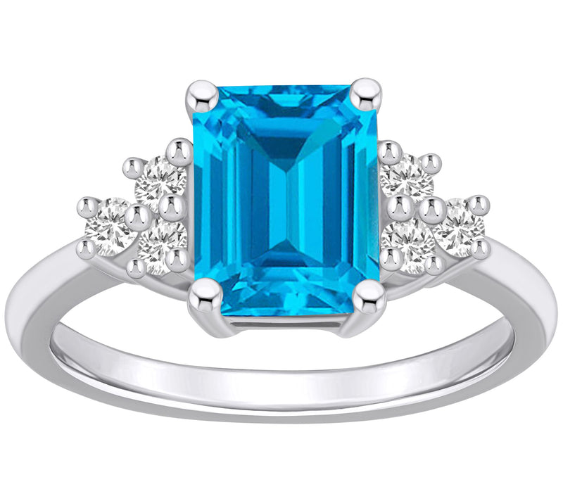 Affinity Gems Emerald-Cut Gemstone & Diamond Ring, 14K Gold — View 5