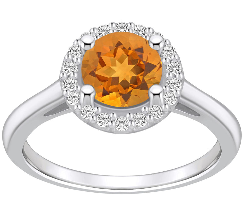 Affinity Gems Round Gemstone & Diamond Halo Ring, 14K Gold — View 7