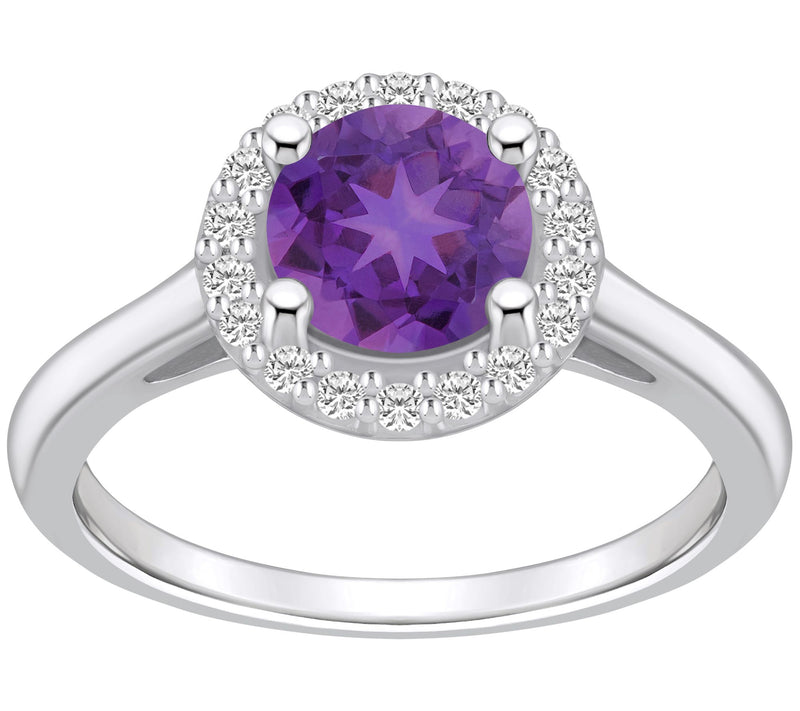 Affinity Gems Round Gemstone & Diamond Halo Ring, 14K Gold — Main view