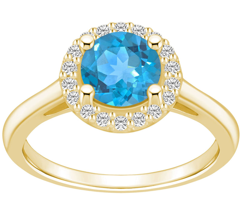 Affinity Gems Round Gemstone & Diamond Halo Ring, 14K — View 5