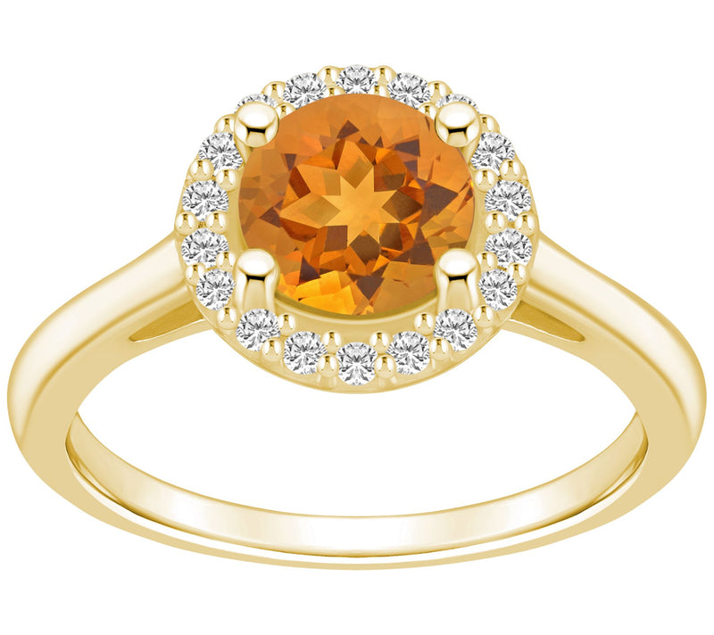 Affinity Gems Round Gemstone & Diamond Halo Ring, 14K — View 7