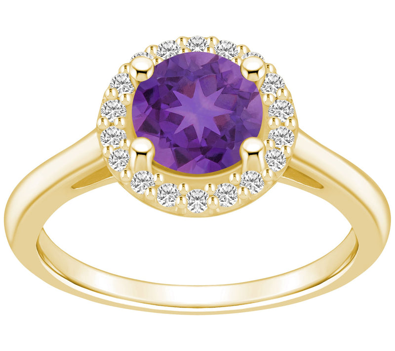 Affinity Gems Round Gemstone & Diamond Halo Ring, 14K — Main view