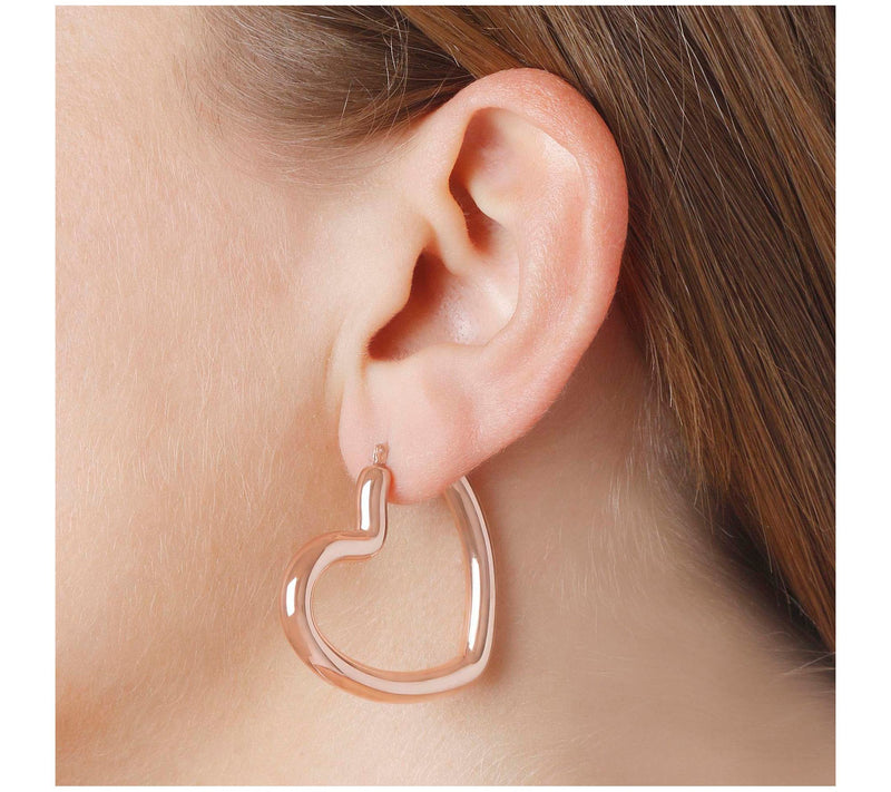 BellaOro Polis hed Heart Hoop Earrings, 14K G old Over Resin — View 9