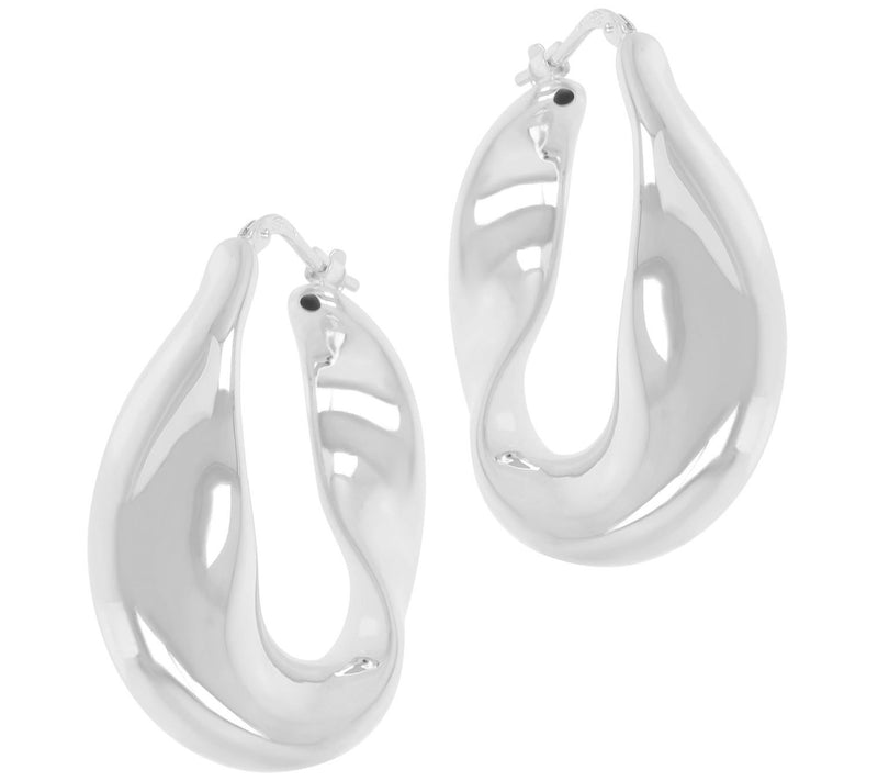 Louis Dell'Olio Sterling Silver Polished Fanc yHoop Earrings — Main view