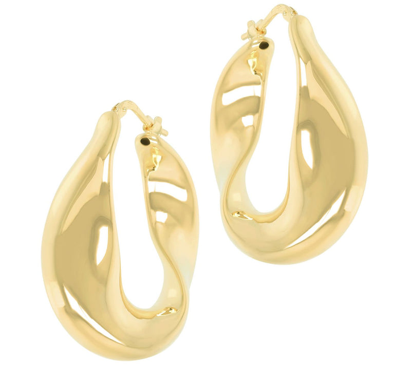 Louis Dell'Olio Sterling Silver Polished Fanc yHoop Earrings — View 5