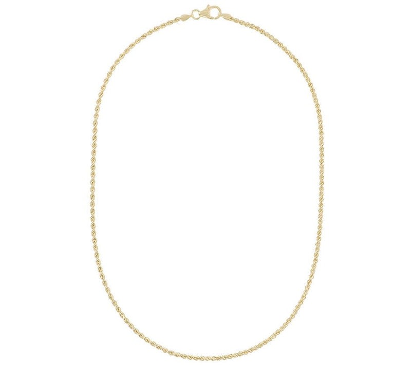 Italian Silver 16" Diamond Cut Rope Chain Neckl ace, 18K Clad — View 8