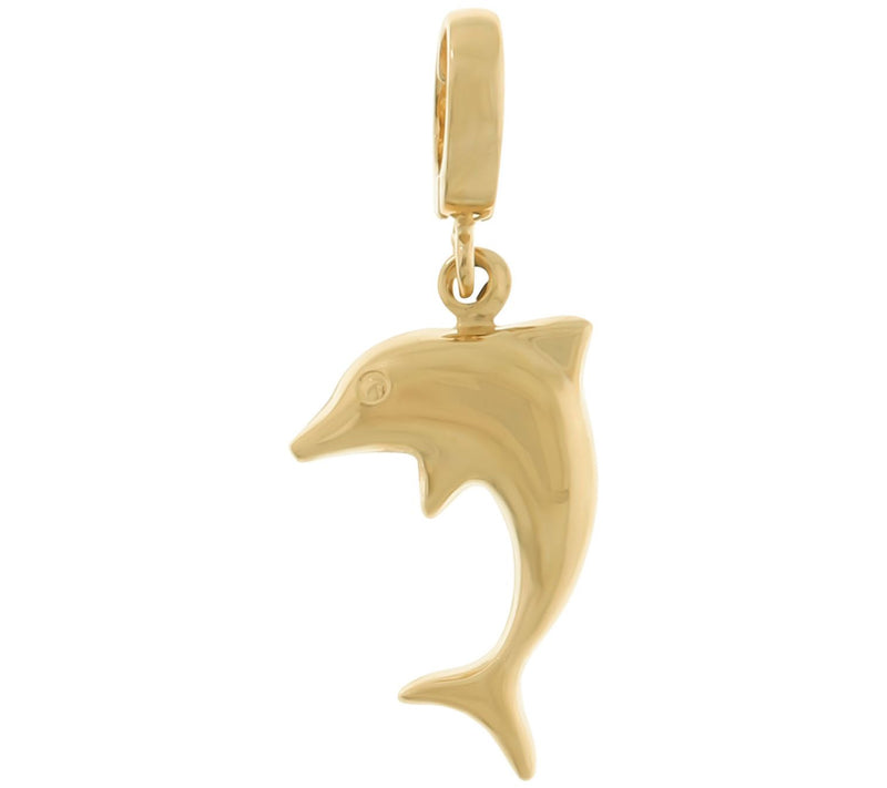 EternaGold Polished Dolphin Charm Enhancer, 14KGold — Main view