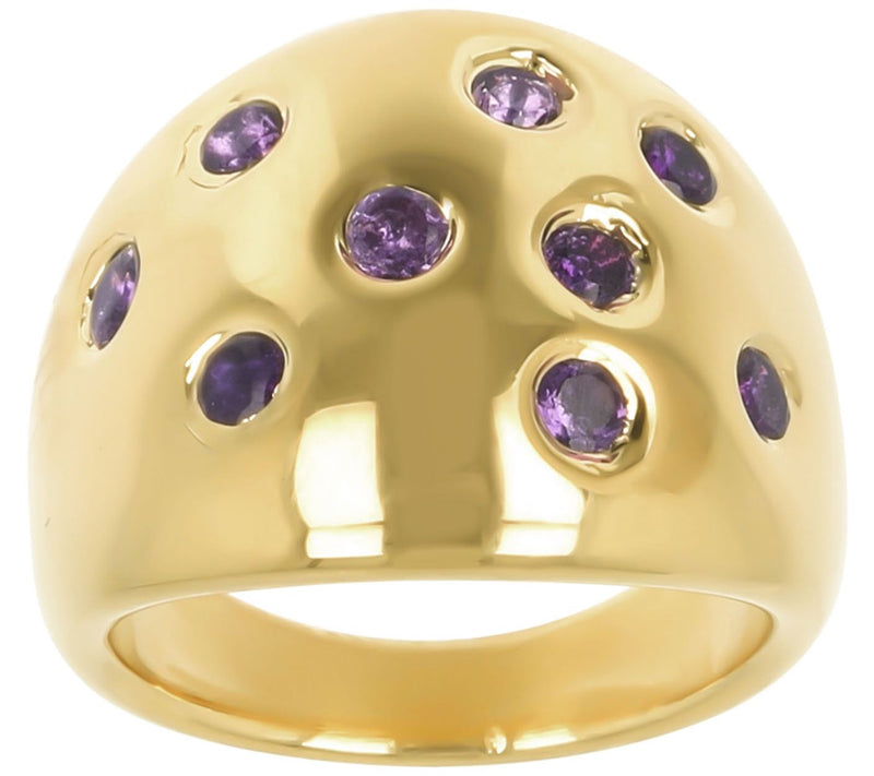 BellaOro Dome Gemstone Ring, 14K Gold O ver Resin — View 3