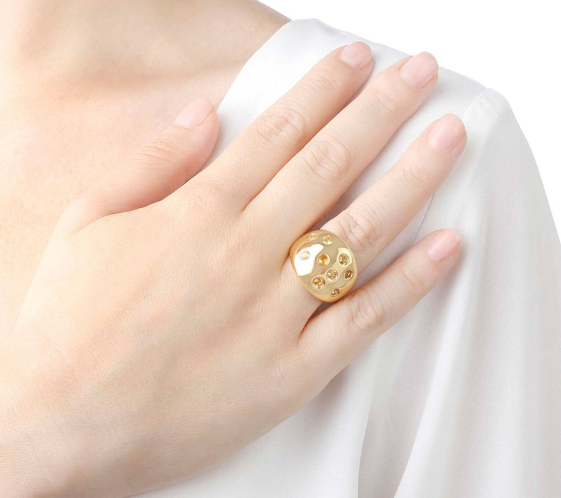 BellaOro Dome Gemstone Ring, 14K Gold O ver Resin — View 8