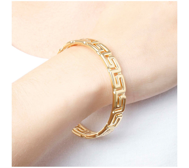 BellaOro Greek Key Design Bangle, 14K Gold Ove  Resin — View 5
