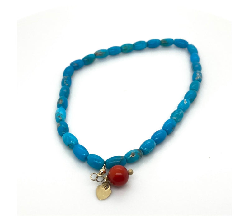 Alkeme 10K Gold Turquoise & Coral Charm Stretch Bracelet — View 3