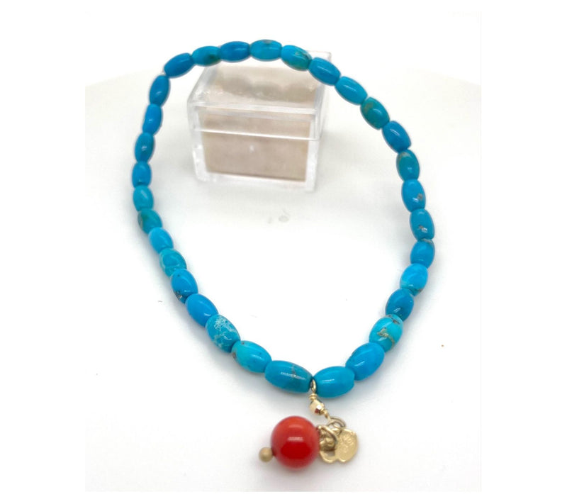 Alkeme 10K Gold Turquoise & Coral Charm Stretch Bracelet — View 4