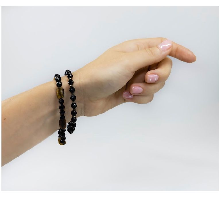 Alkeme STACK-EM Onyx & Pyrite Stretch Bracelet — View 4