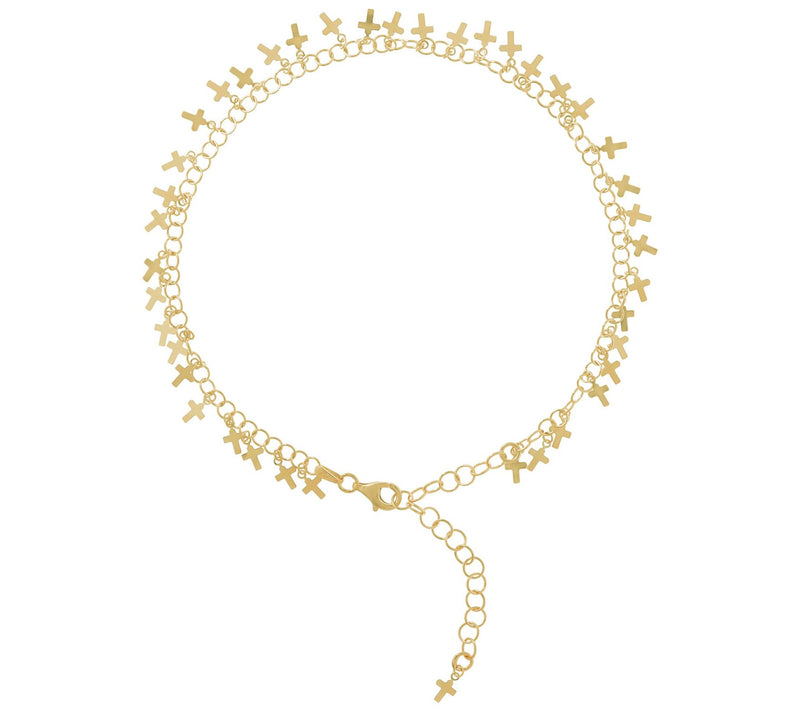 Veronese 18K Gold Plated Cross Ankle Bracelet,3.0g — View 7