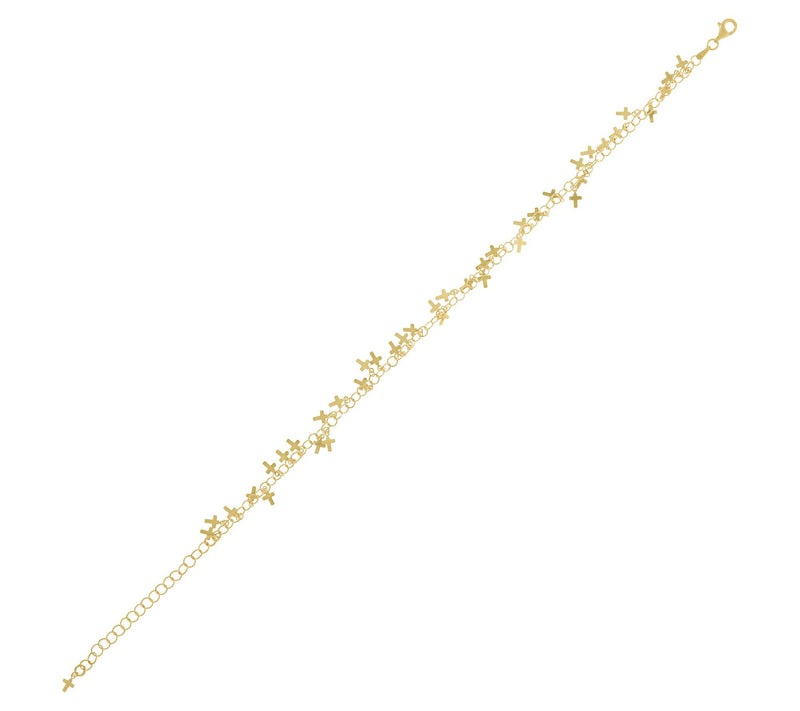Veronese 18K Gold Plated Cross Ankle Bracelet,3.0g — View 8