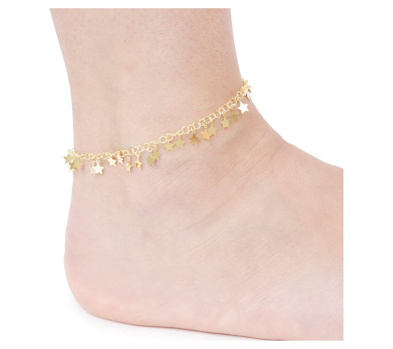 Veronese 18K Gold Plated Star Ankle Bracelet, 3.5g — View 9