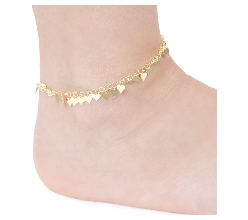 Veronese 18K Gold Plated Heart Ankle Bracelet, 3.7g — View 9