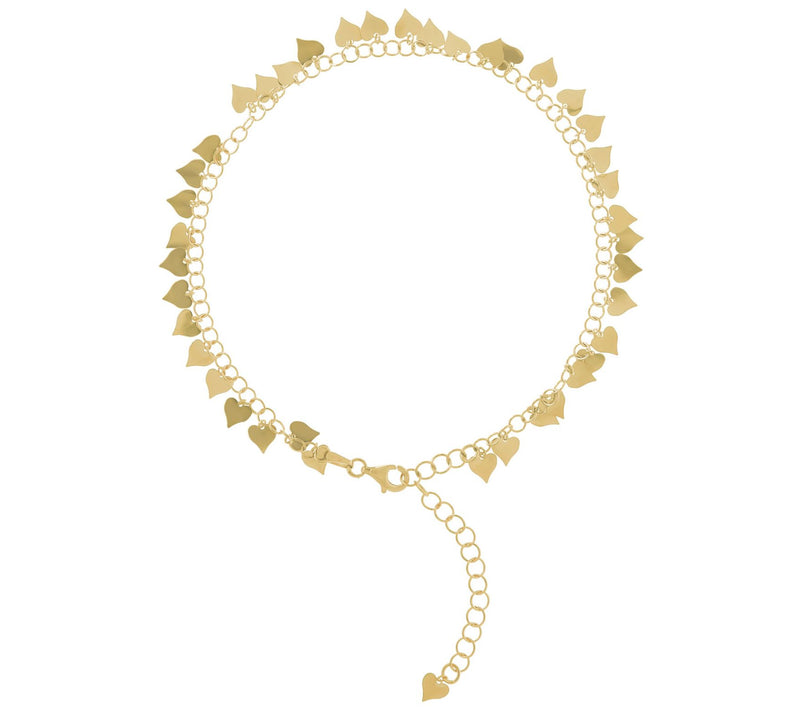 Veronese 18K Gold Plated Heart Ankle Bracelet, 3.7g — View 7