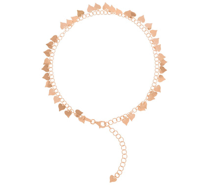 Veronese 18K Gold Plated Heart Ankle Bracelet, 3.7g