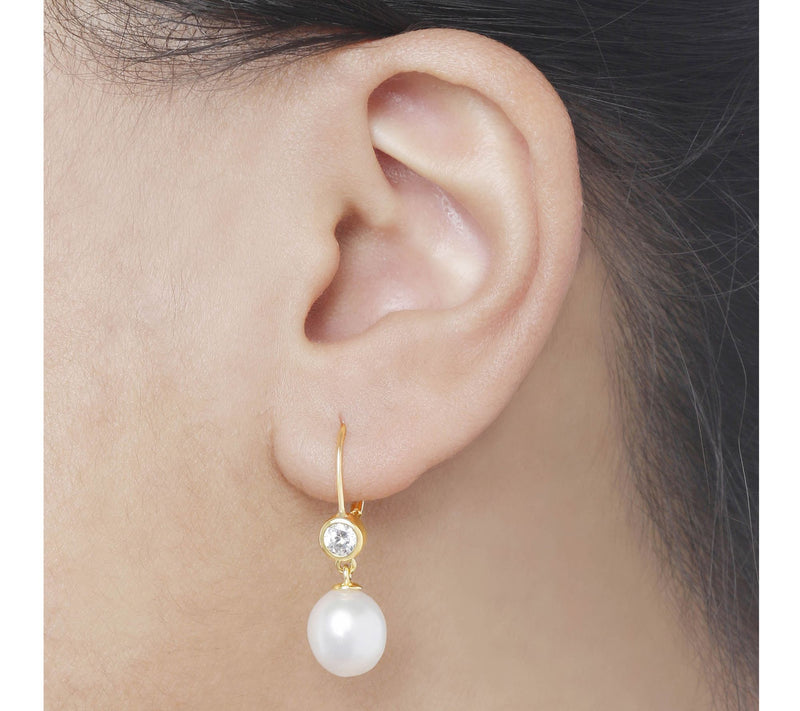 Honora x Diamonique Cultured Pearl Dangle Earrigs, SS — View 7