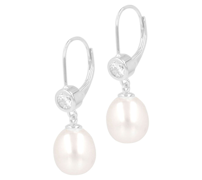Honora x Diamonique Cultured Pearl Dangle Earrigs, SS — View 3
